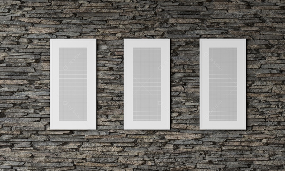 Três Quadros Mockup PSD Editável