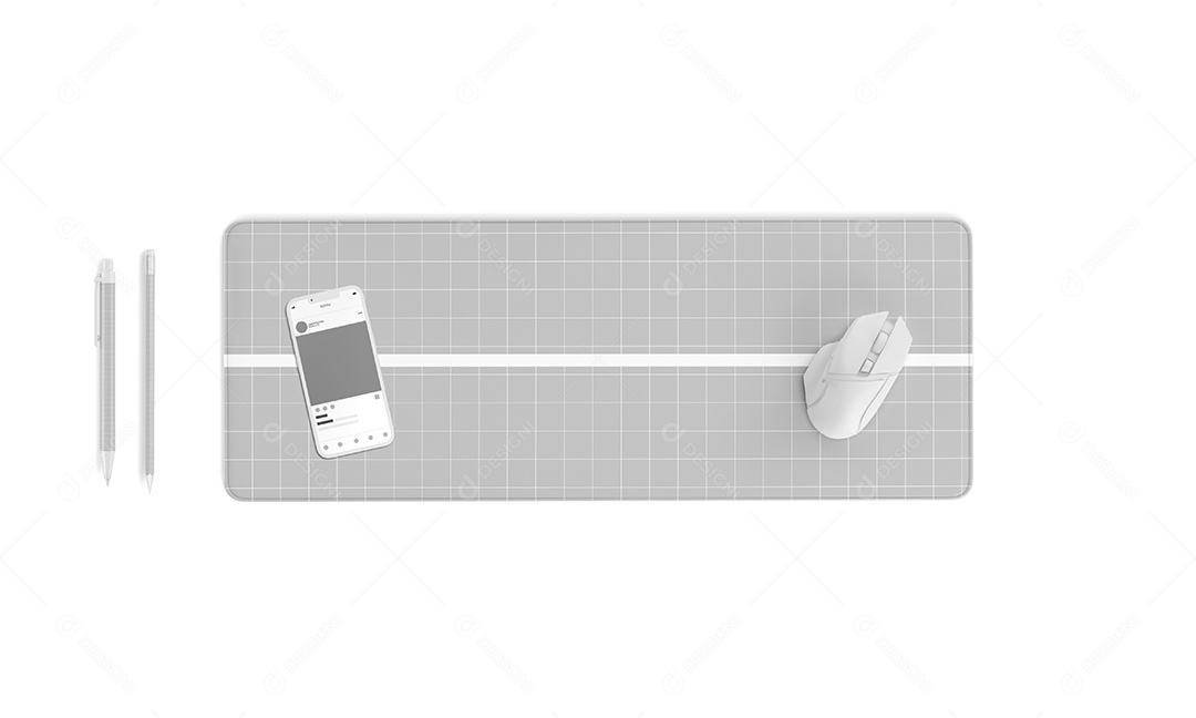 Definir Mousepad e maquete de telefone Vista Superior Mockup PSD Editável