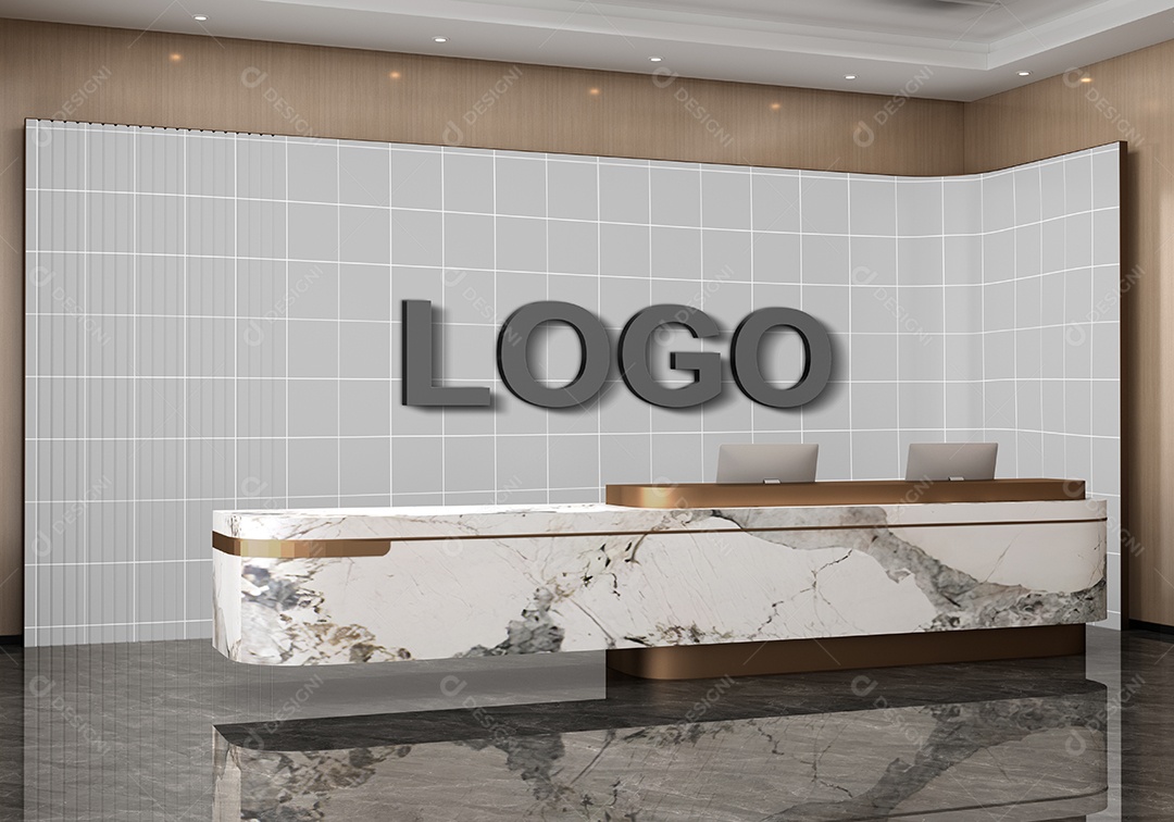 Maquete de Parede de Recepção Mockup PSD Editável