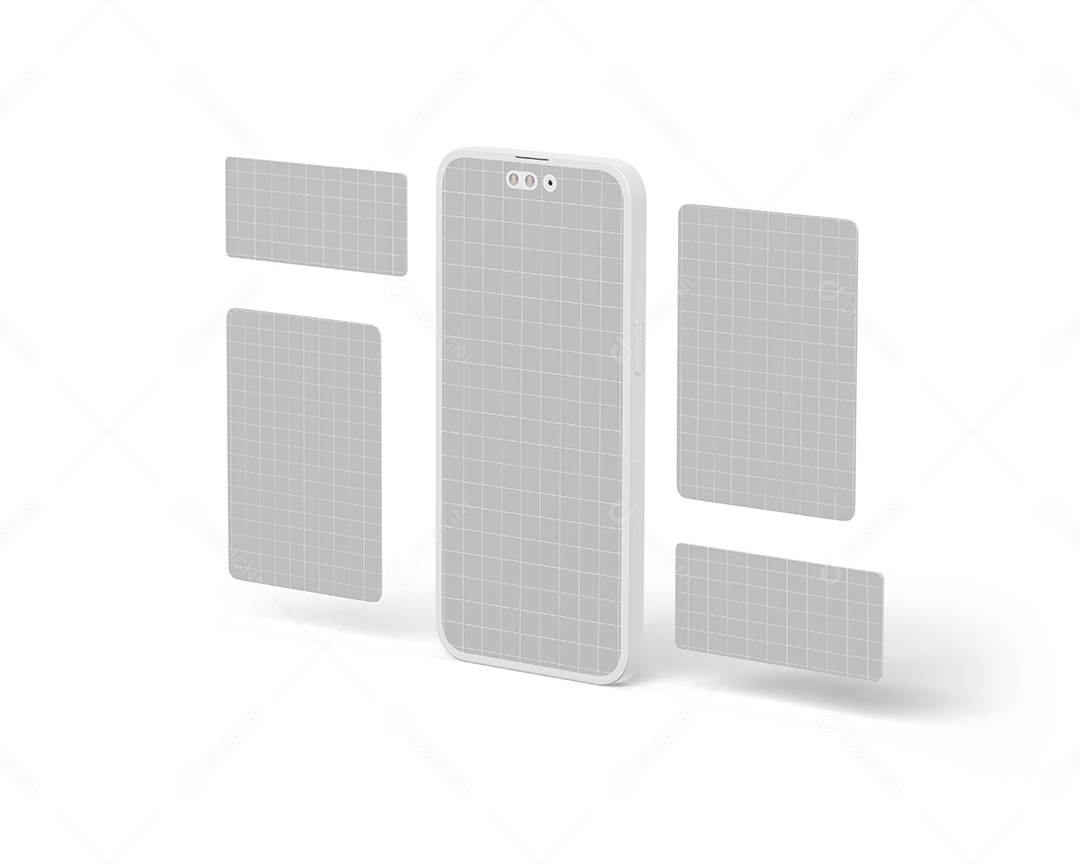 Telefone Com Web Banners Mockup PSD Editável