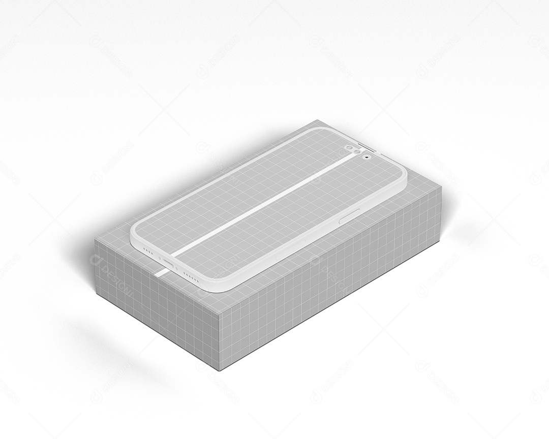 Mockup Celular Sobre Caixa PSD Editável