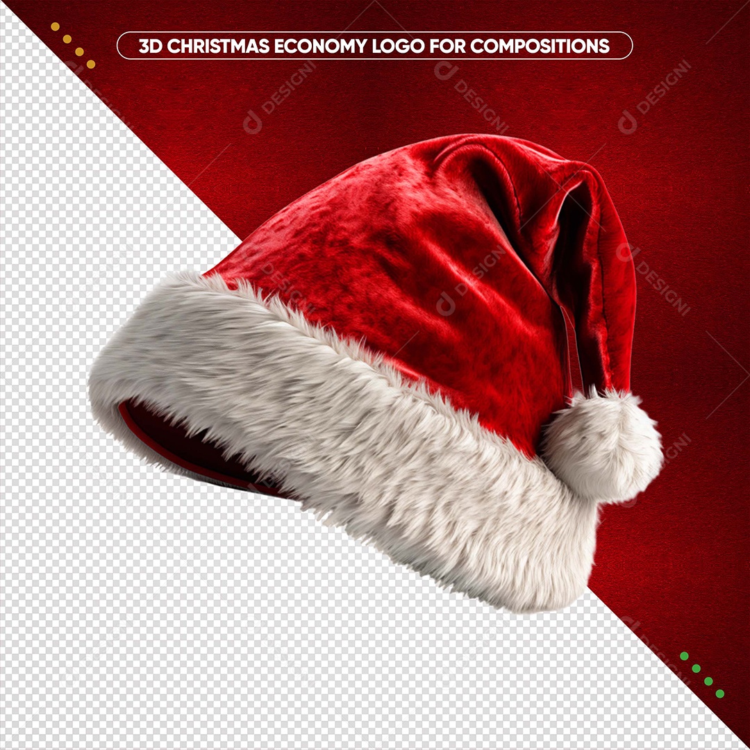 Elemento 3D Gorro de Natal para Composição PSD