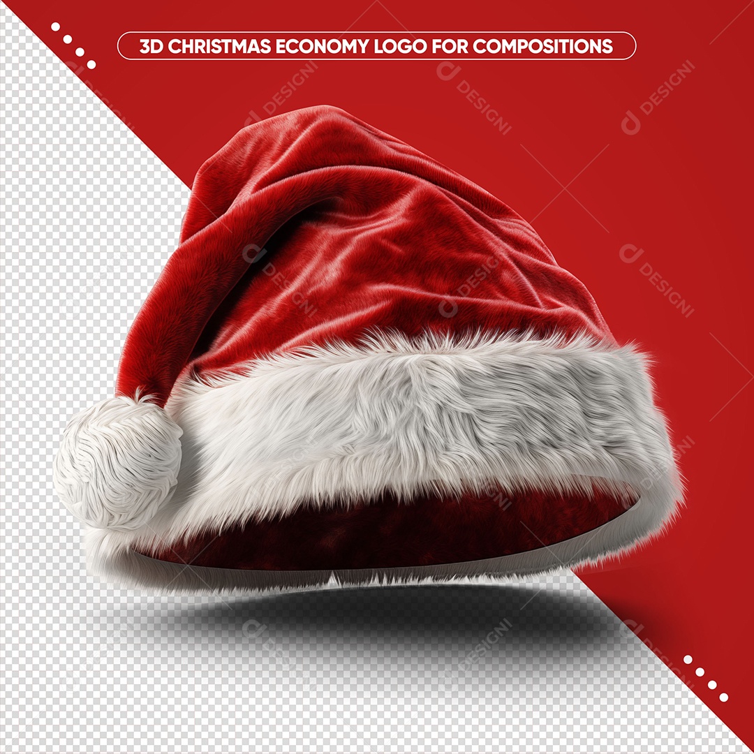 Elemento 3D Gorro de Natal para Composição PSD