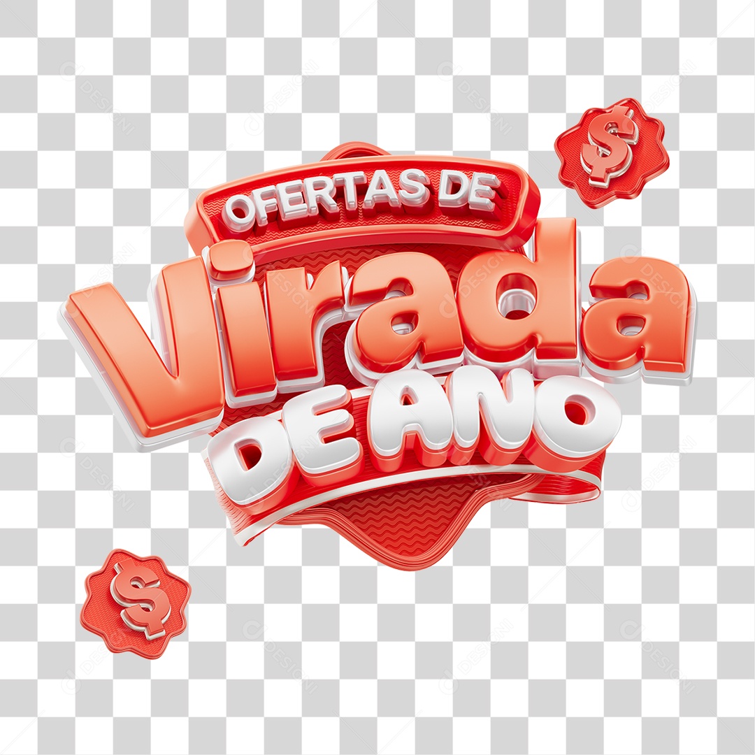 Selo 3D Ofertas de Virada de Ano PNG Transparente