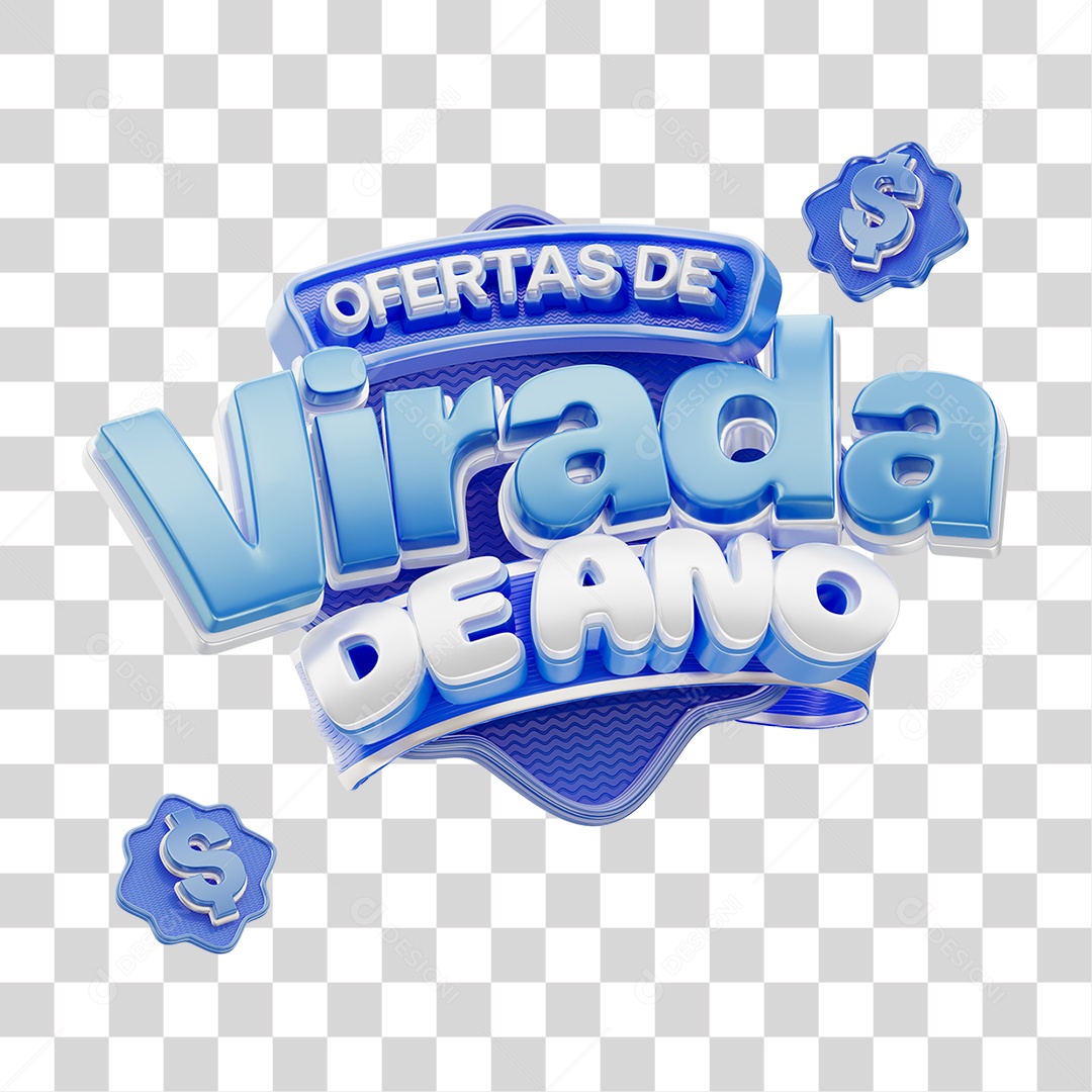 Selo 3D Ofertas de Virada de Ano PNG Transparente
