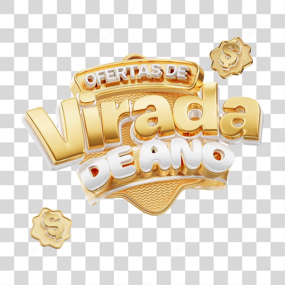 Selo 3D Ofertas de Virada de Ano PNG Transparente