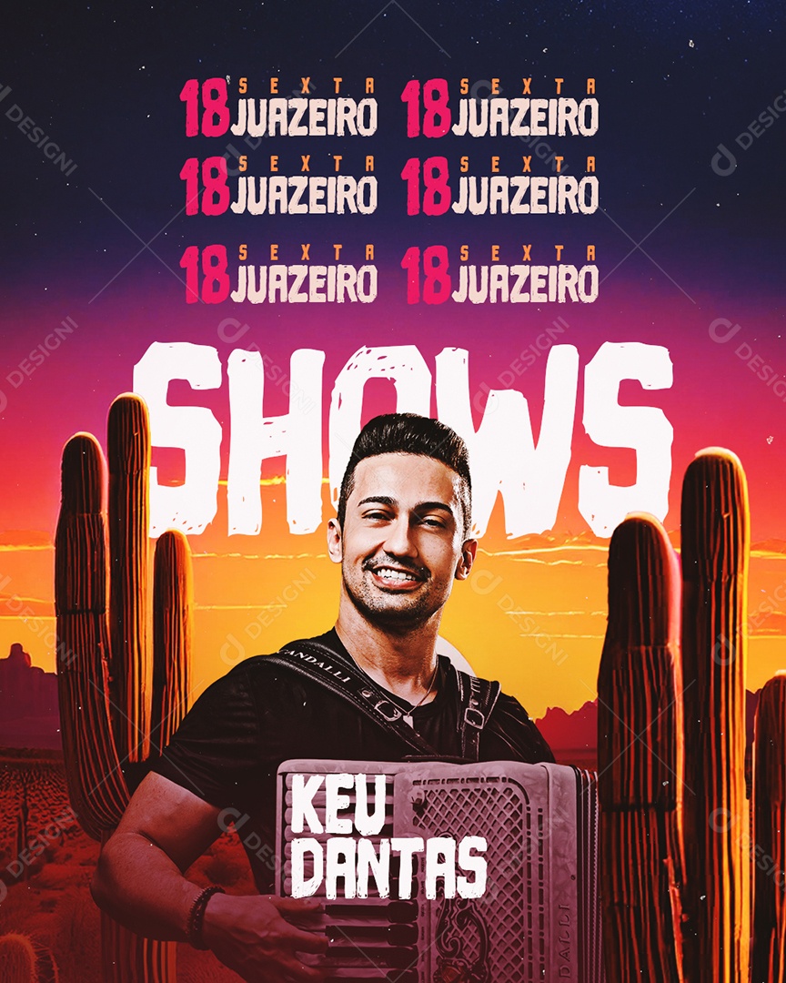 Flyer Agenda Show Kel Pagodear Kel Dantas Social Media PSD Editável