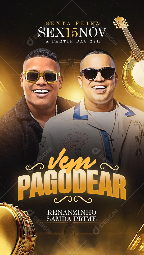 Story Flyer Agenda Show Vem Pagodear Social Media PSD Editável