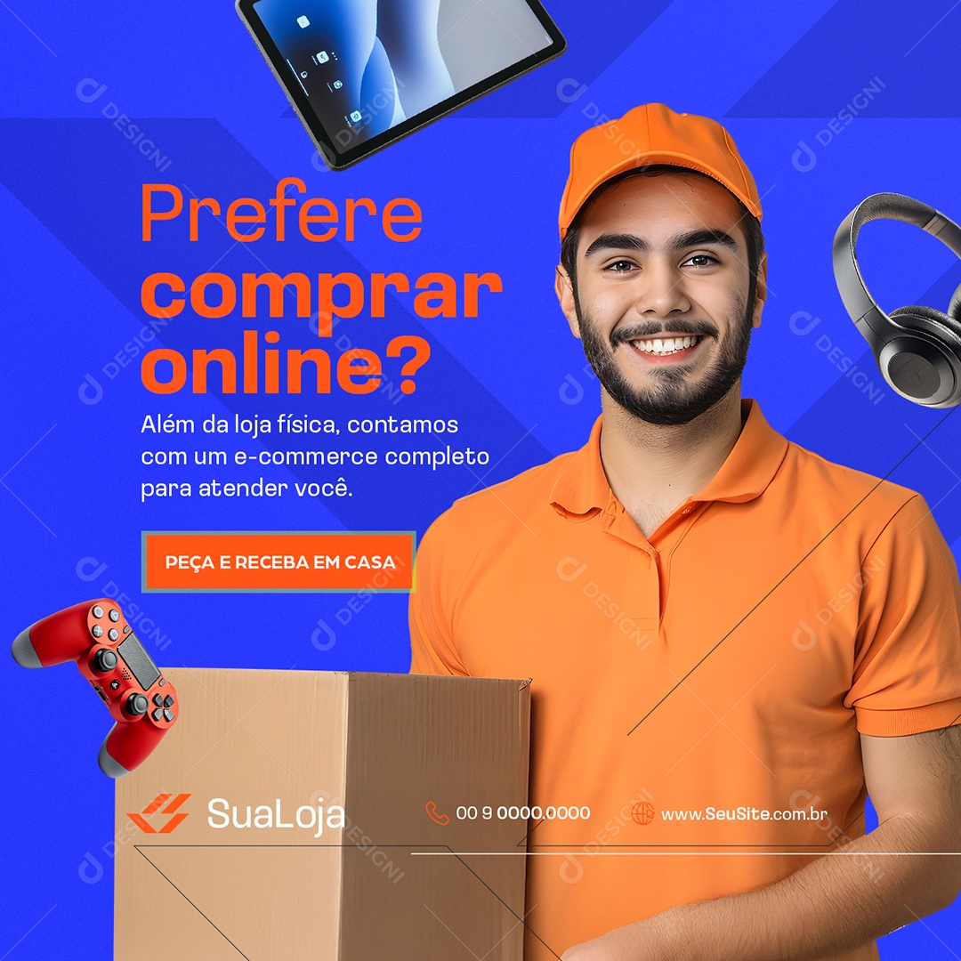 Loja de Eletrônicos Prefere Comprar Online Social Media PSD Editável