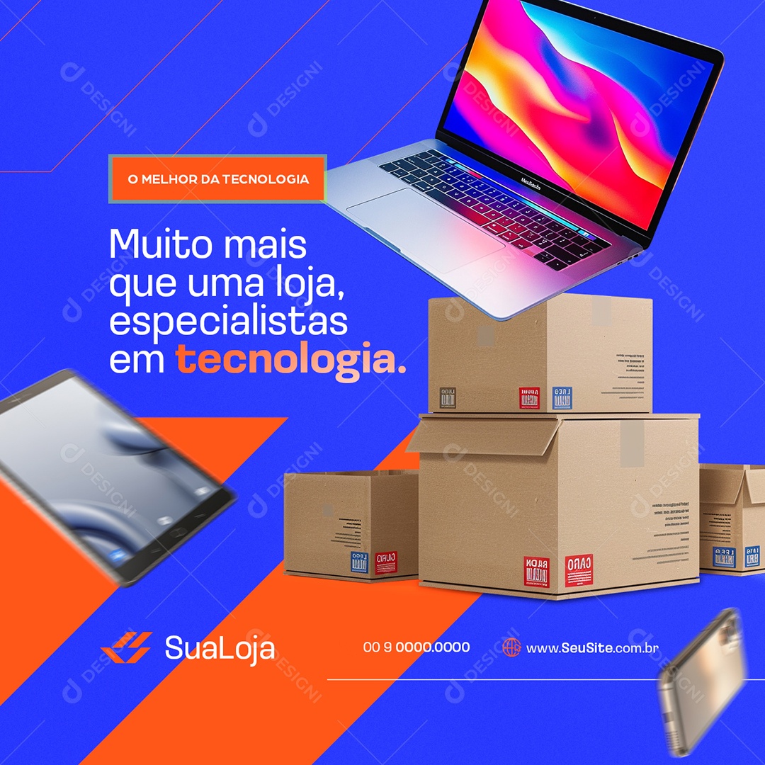 Loja de Eletrônicos Notebook O Melhor da Tecnologia Social Media PSD Editável