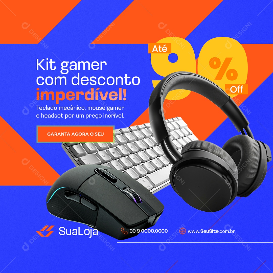 Loja de Eletrônicos Kit Gamer com Desconto Imperdível Social Media PSD Editável