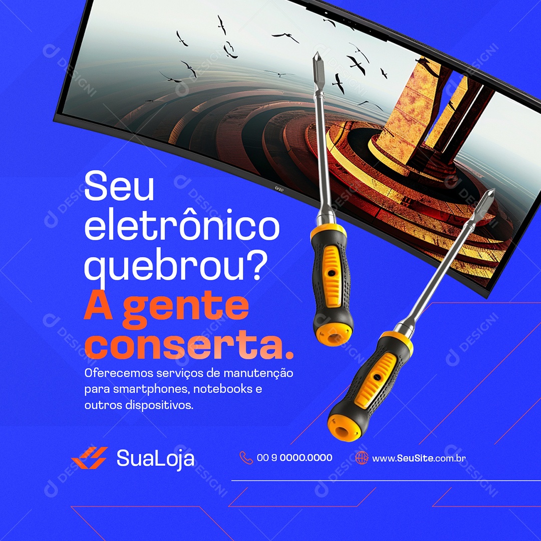 Loja de Eletrônicos Quebrou A Gente Conserta Social Media PSD Editável