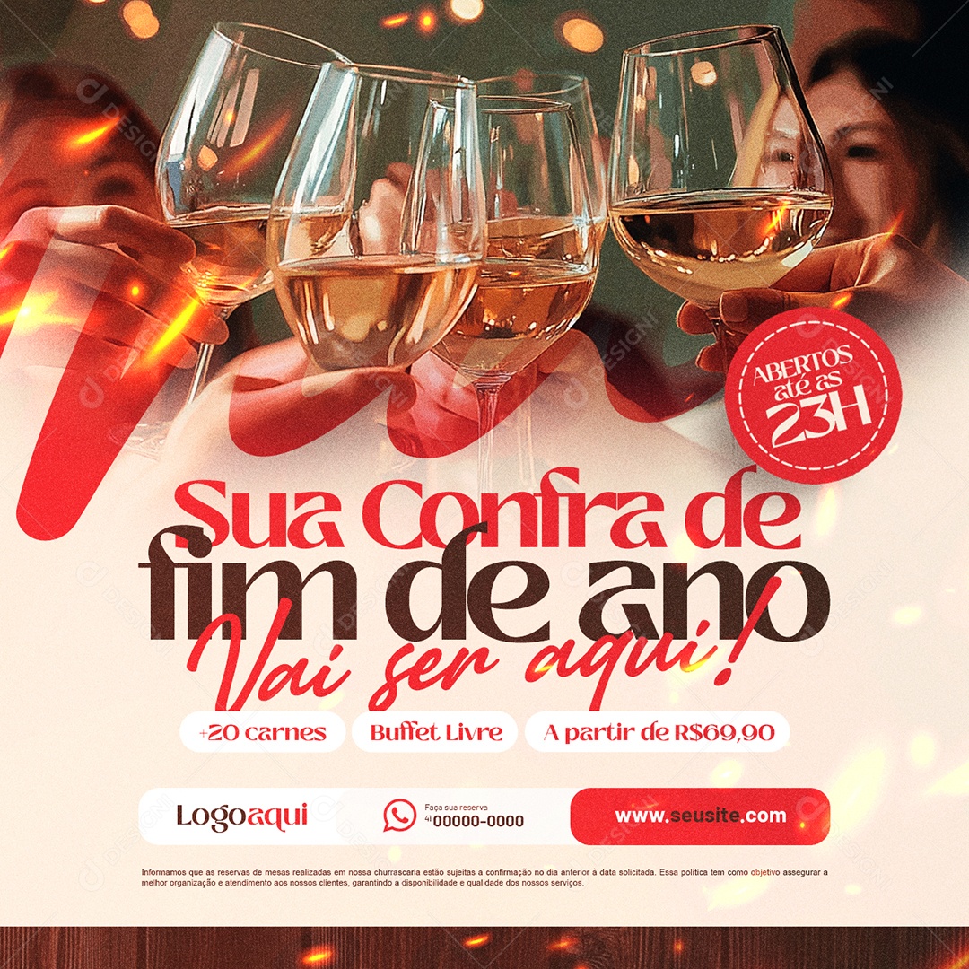 Churrascaria Sua Confra de Fim de Ano Vai ser Aqui Social Media PSD Editável