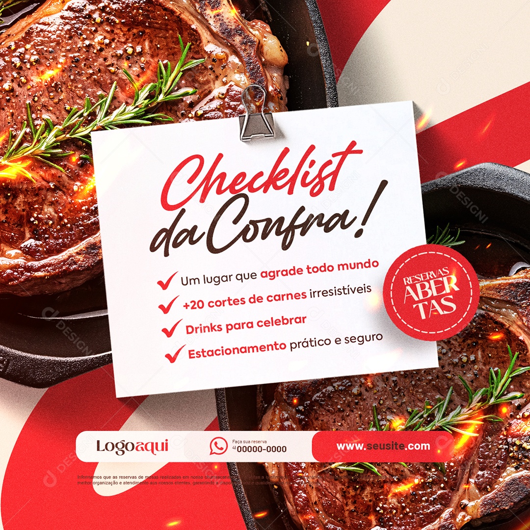 Churrascaria Checklist da Confra Social Media PSD Editável