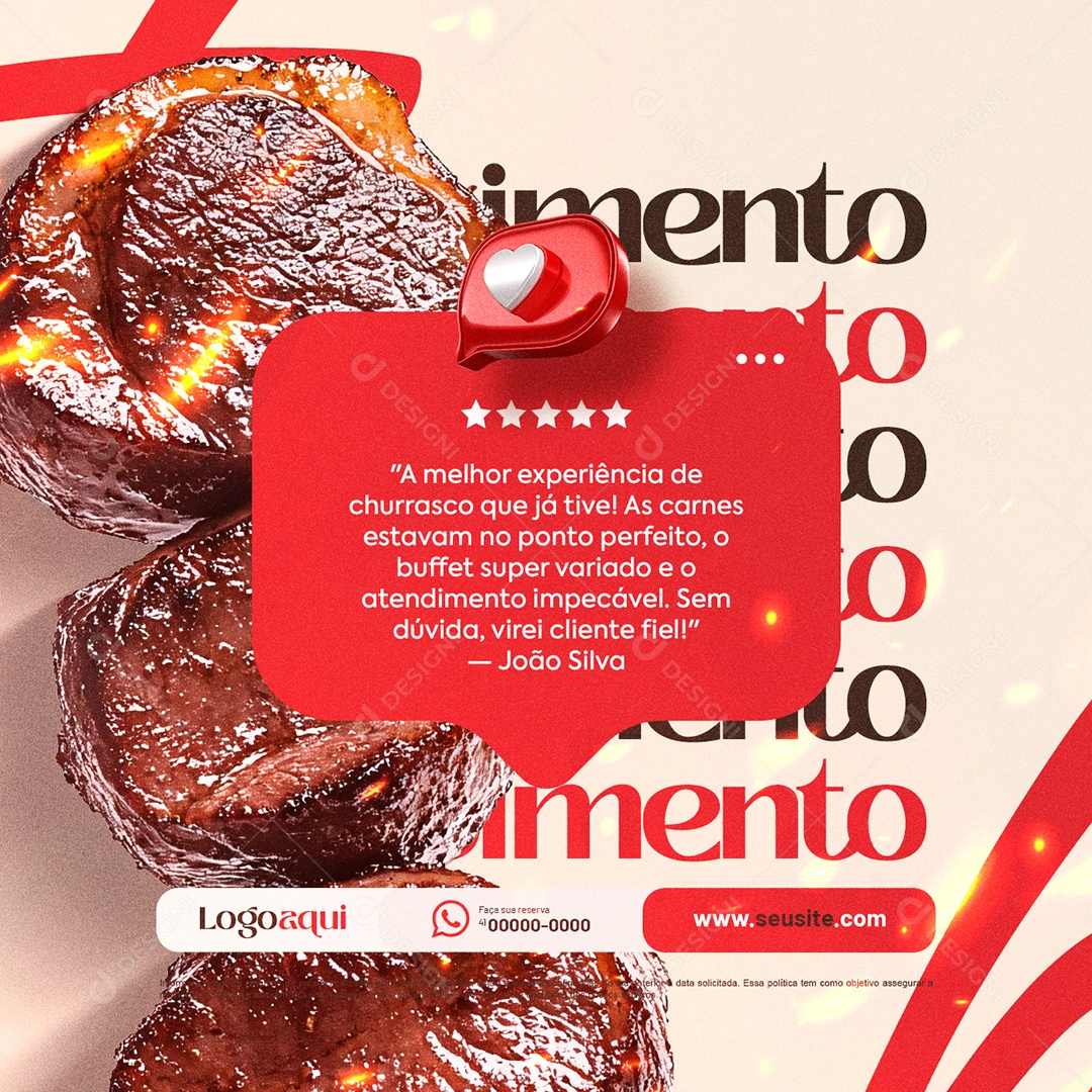 Churrascaria Depoimento Social Media PSD Editável