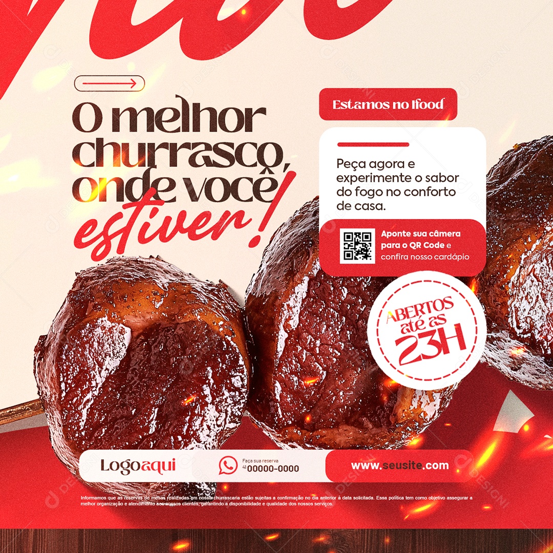 Churrascaria O Melhor Churrasco Onde Você Estiver Social Media PSD Editável