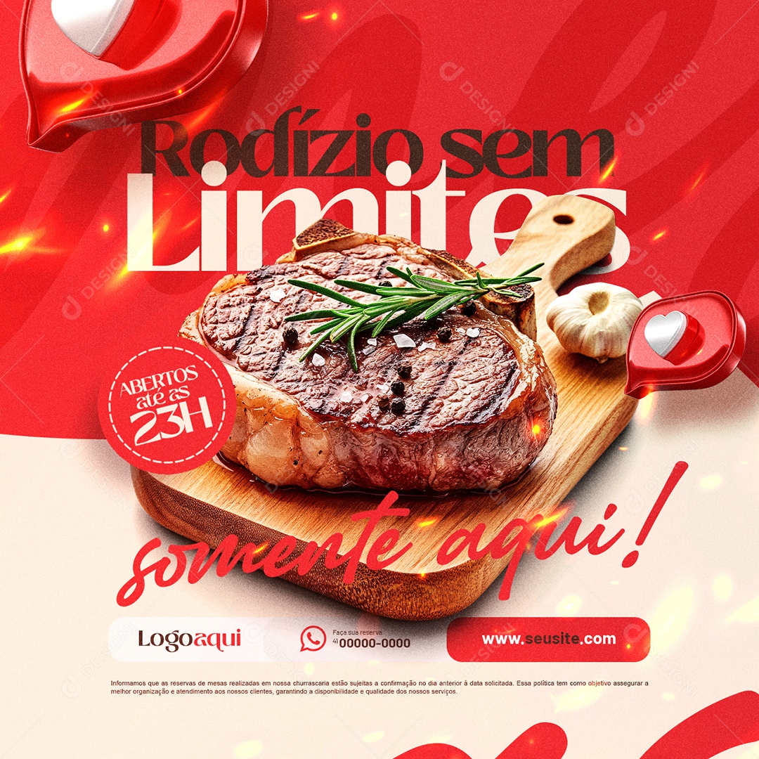 Churrascaria Rodízio sem Limites Social Media PSD Editável