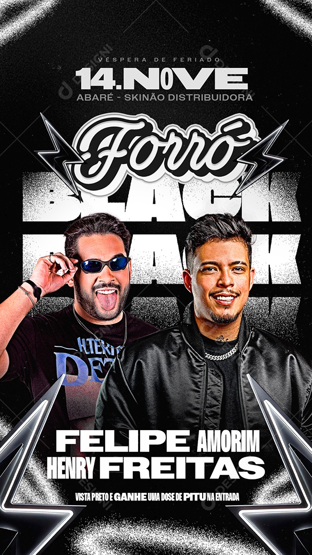 Story Flyer Agenda Show Forró Black Social Media PSD Editável