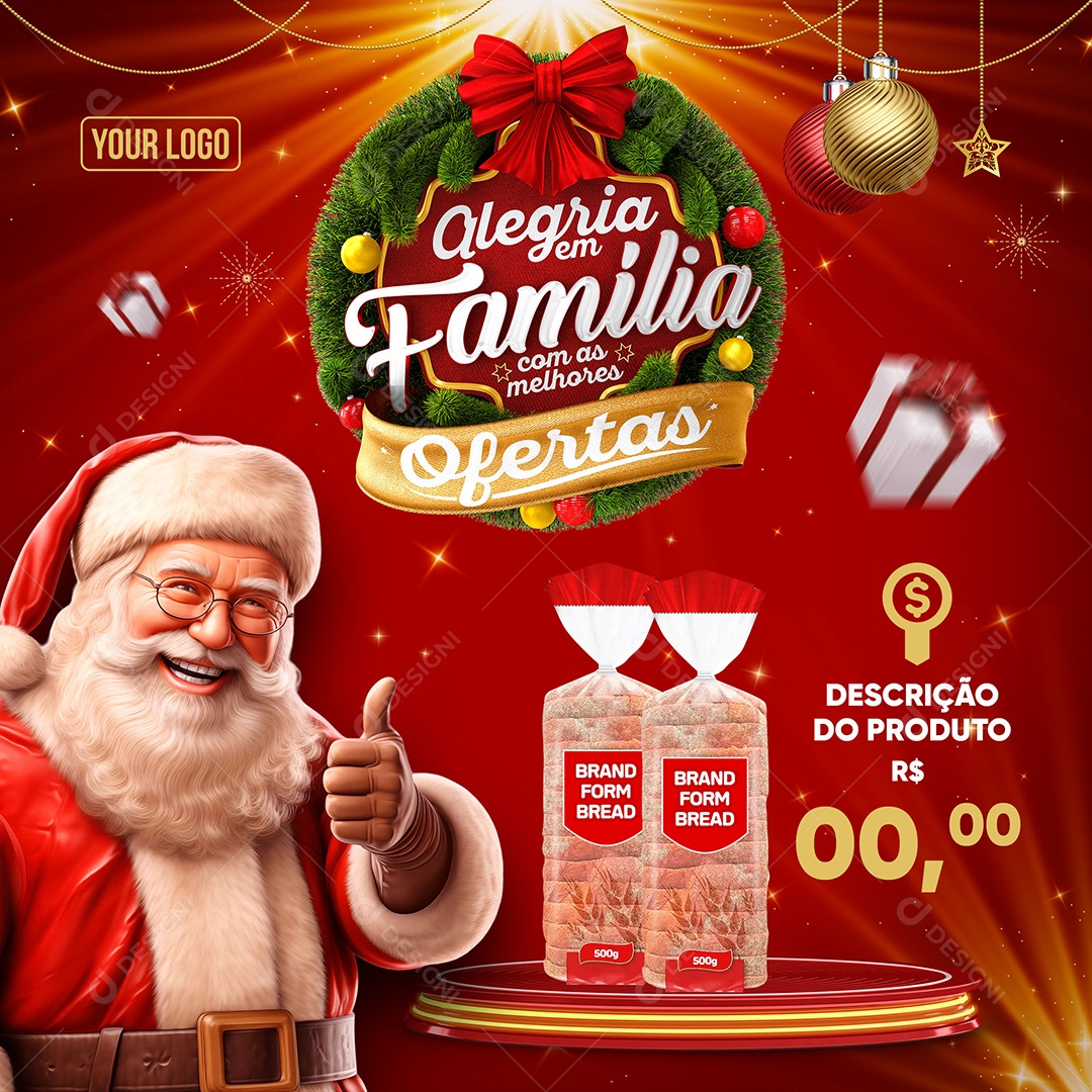 Christmas Supermarket Joy In Family Social Media PSD Editable