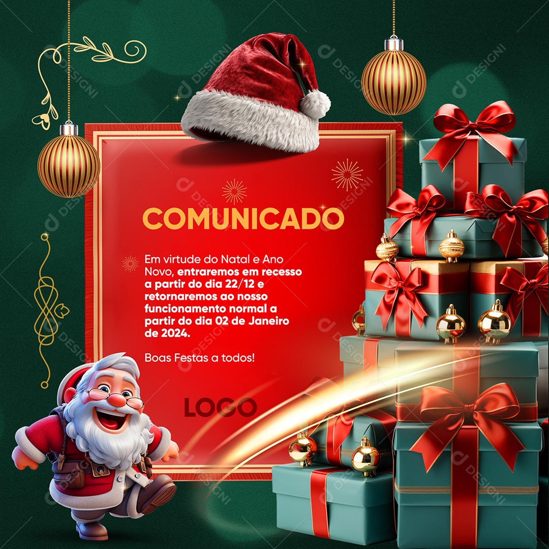 Comunicado De Natal Social Media PSD Editável