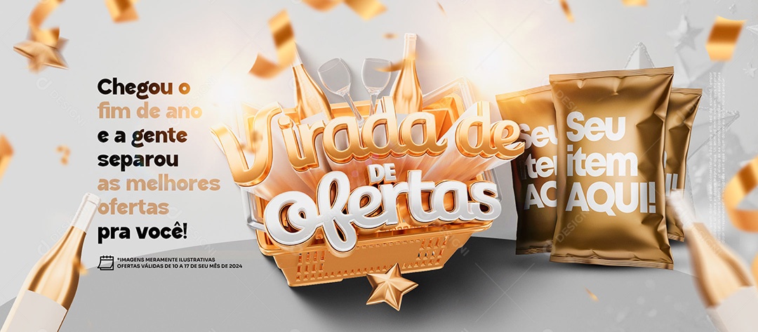 Banner Virada de Ofertas Supermercado Social Media PSD Editável