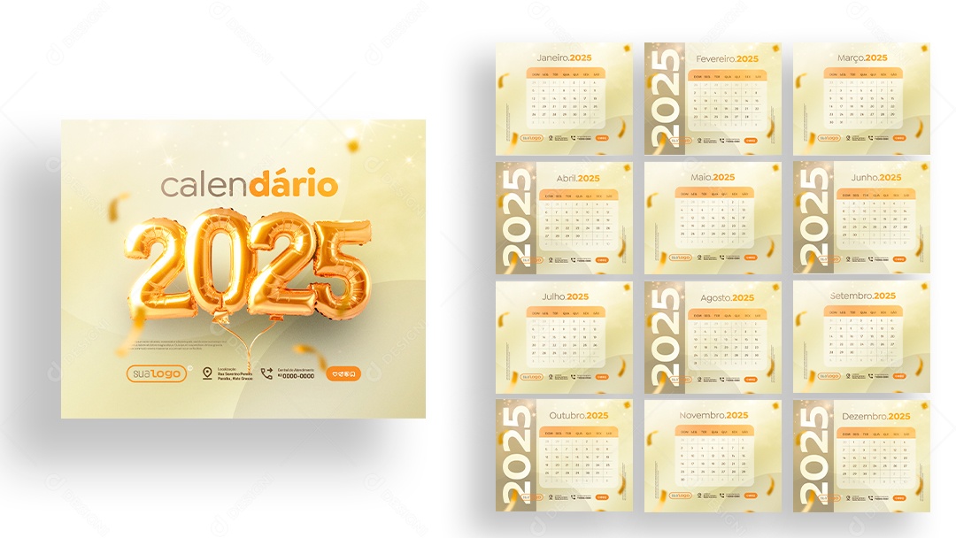 Modelo de Calendário 2025 PSD Editável