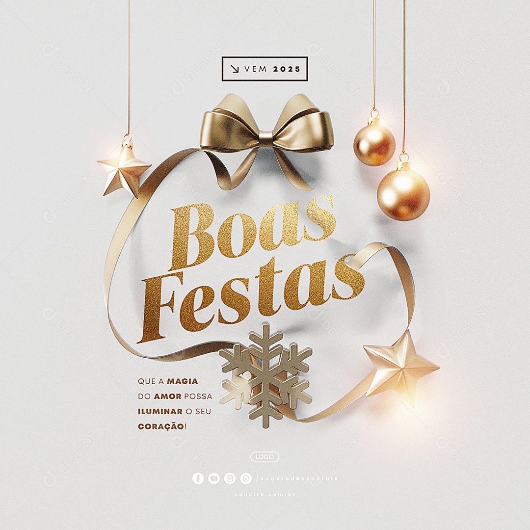 Boas Festas Que a Magia do Amor Possa Iluminar o Seu Coração Social Media PSD Editável