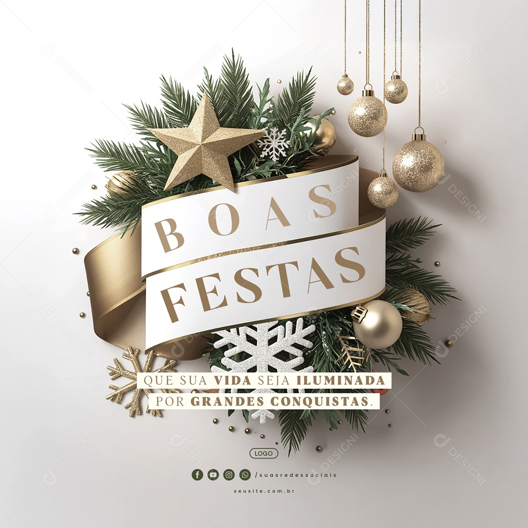 Boas Festas Que Sua Vida Seja Iluminada Social Media PSD Editável