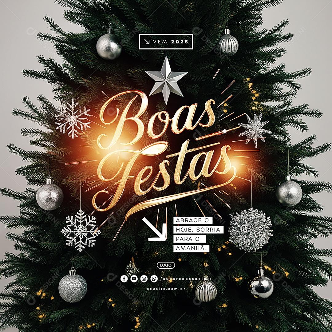 Boas Festas Vem 2025 Social Media PSD Editável