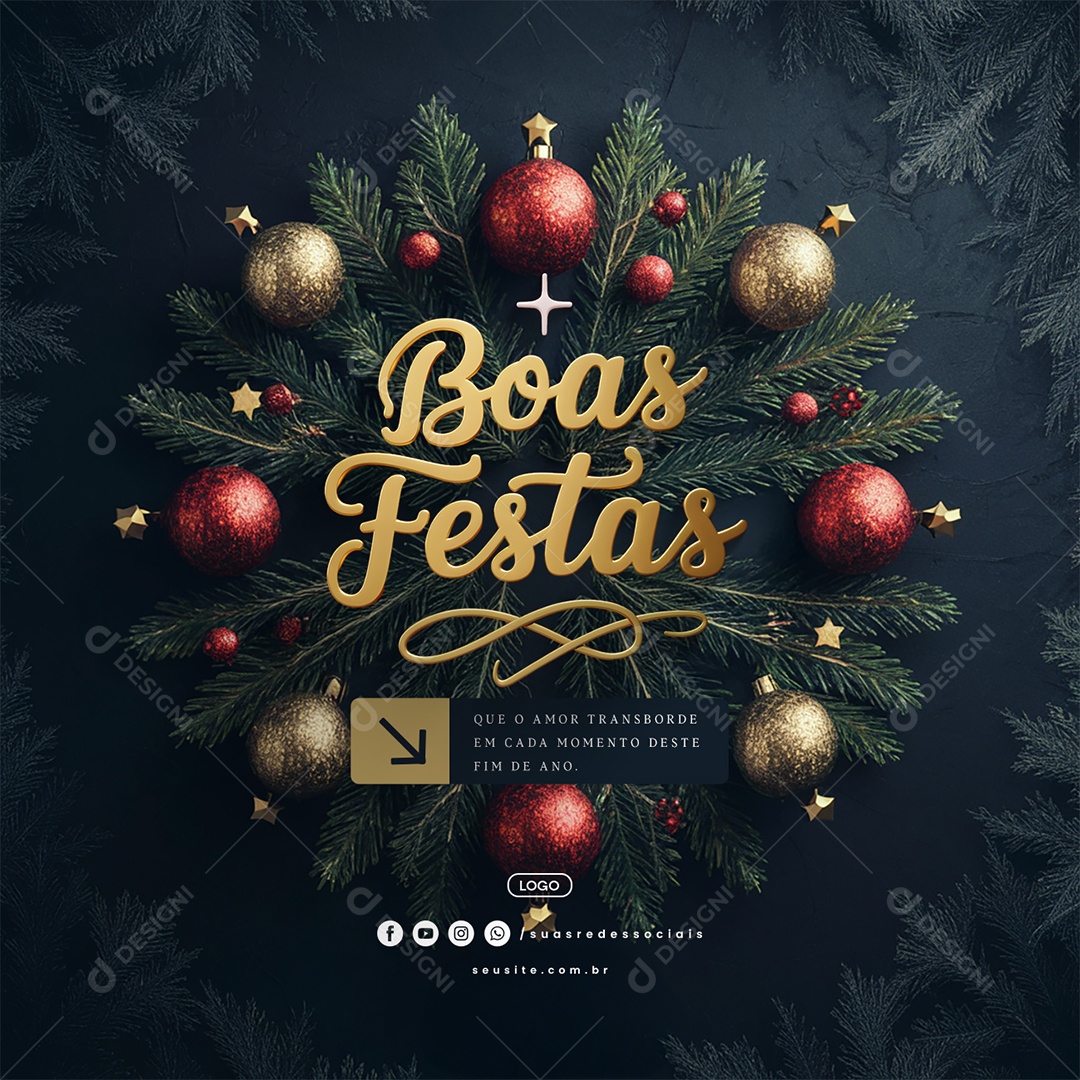 Boas Festas Que o Amor Transborde Social Media PSD Editável