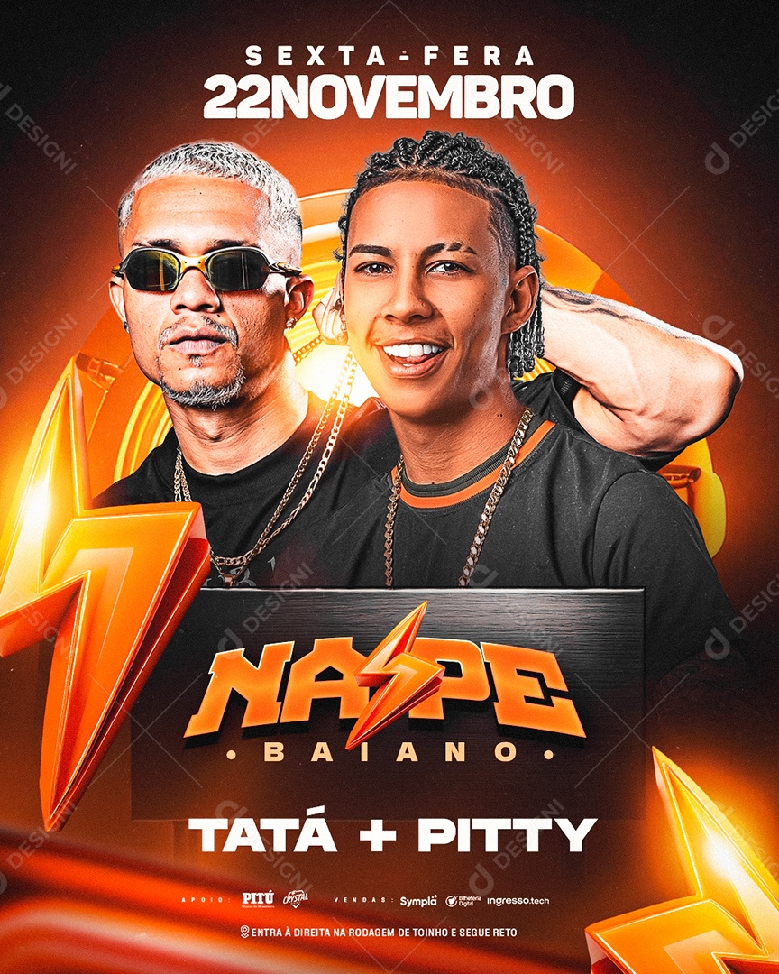 Flyer Agenda Show Naipe Baiano Social Media PSD Editável