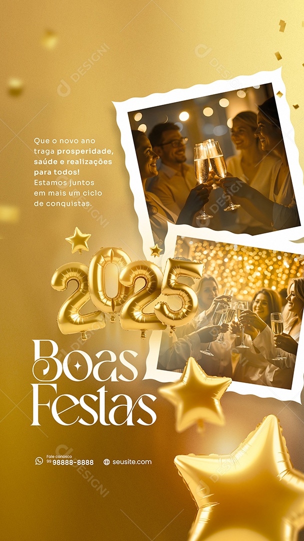 Story Feliz 2025 Ano Novo Boas Festas 01 de Janeiro Social Media PSD Editável