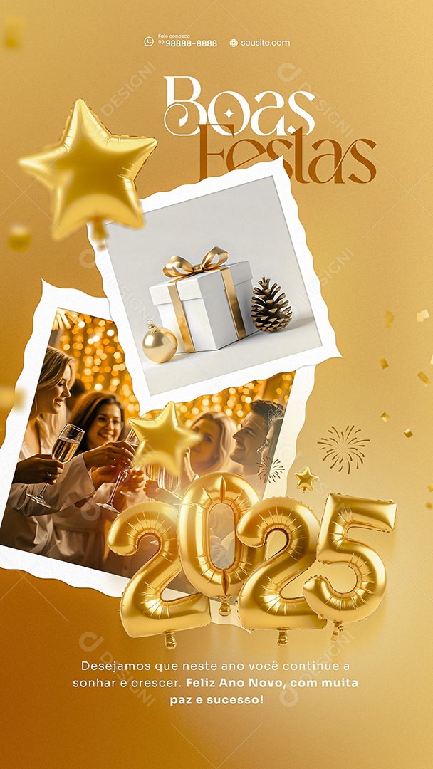 Story Feliz 2025 Ano Novo Boas Festas 01 de Janeiro Social Media PSD Editável