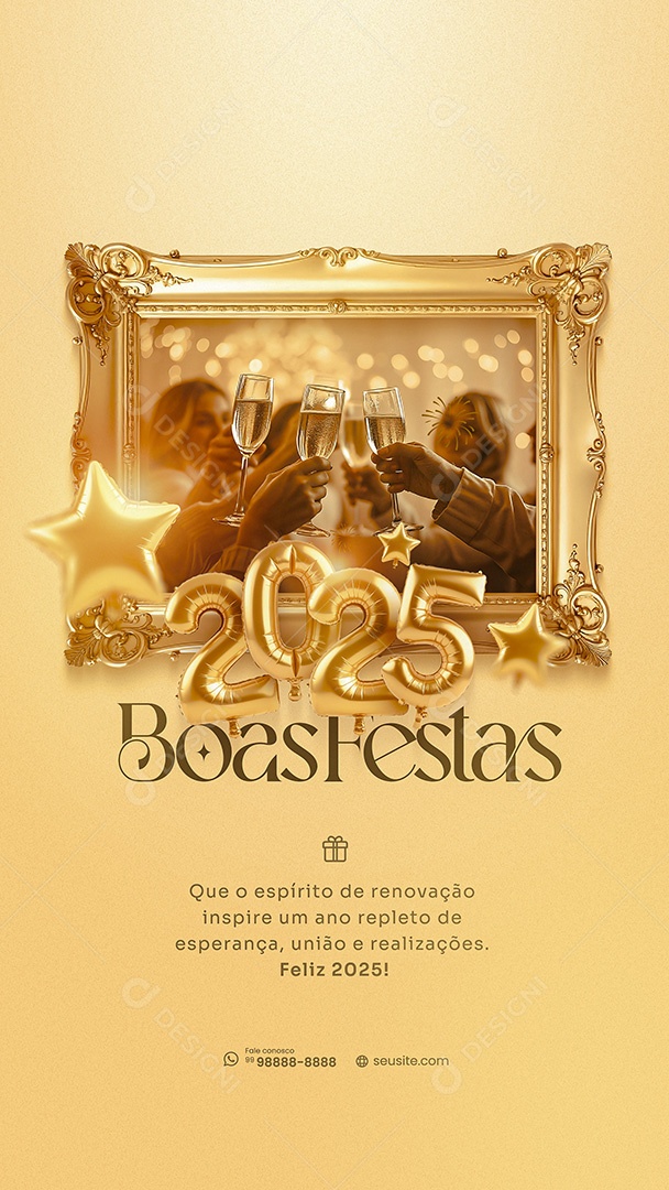 Story Feliz 2025 Ano Novo Boas Festas 01 de Janeiro Social Media PSD Editável