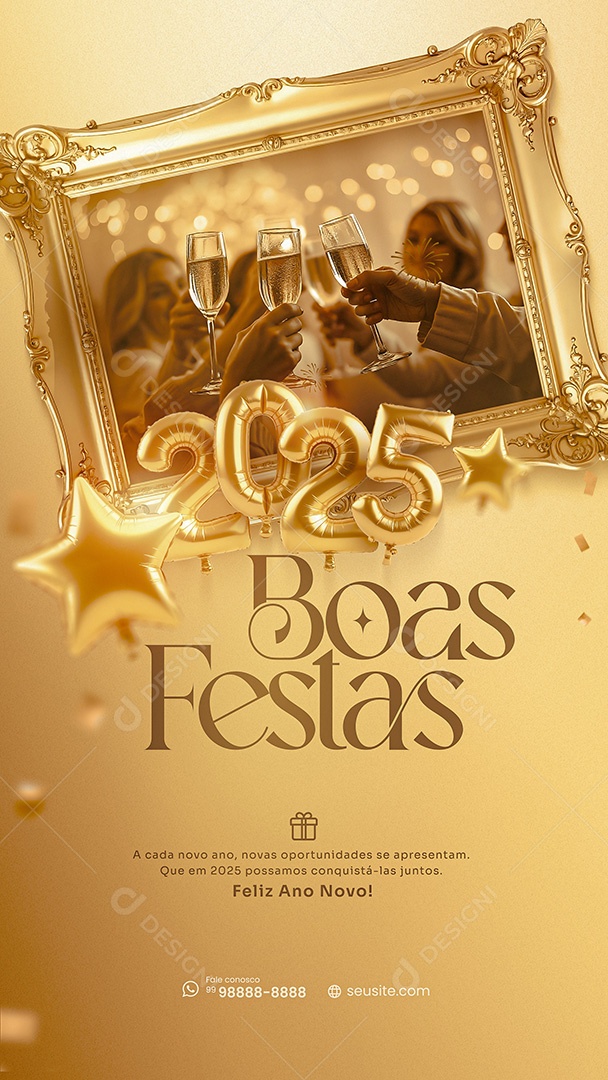 Story Feliz 2025 Ano Novo Boas Festas 01 de Janeiro Social Media PSD Editável