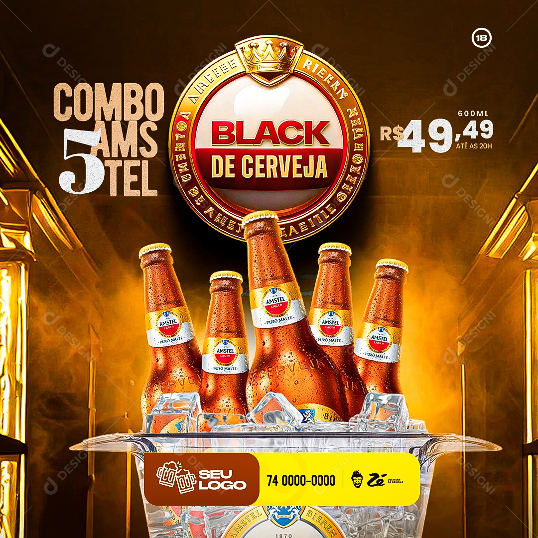 Cervejaria Black De Cerveja Social Media PSD Editável