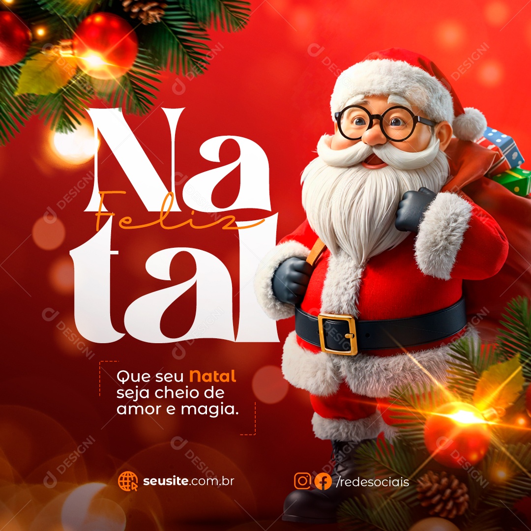 Feliz Natal 25 de Dezembro Social Media PSD Editável