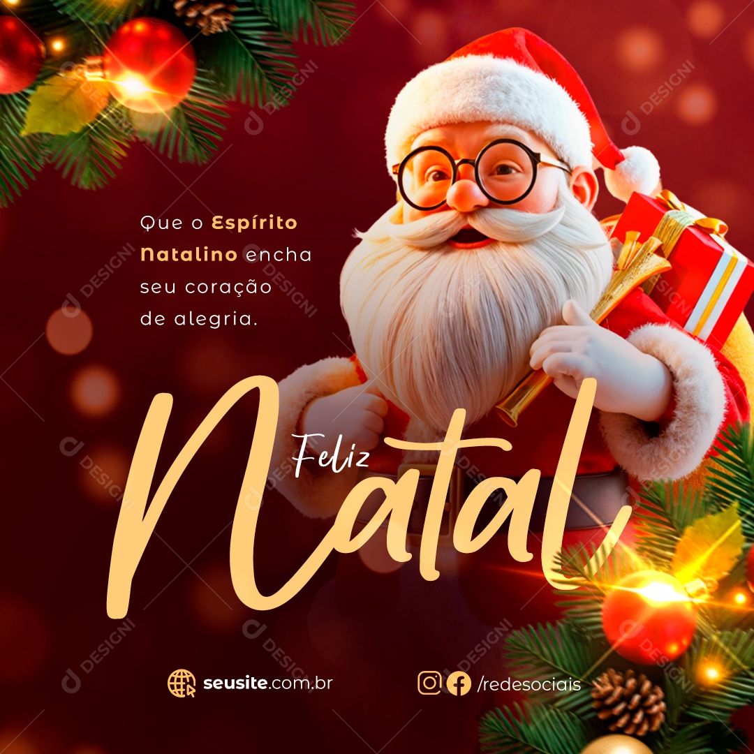 Feliz Natal 25 de Dezembro Social Media PSD Editável