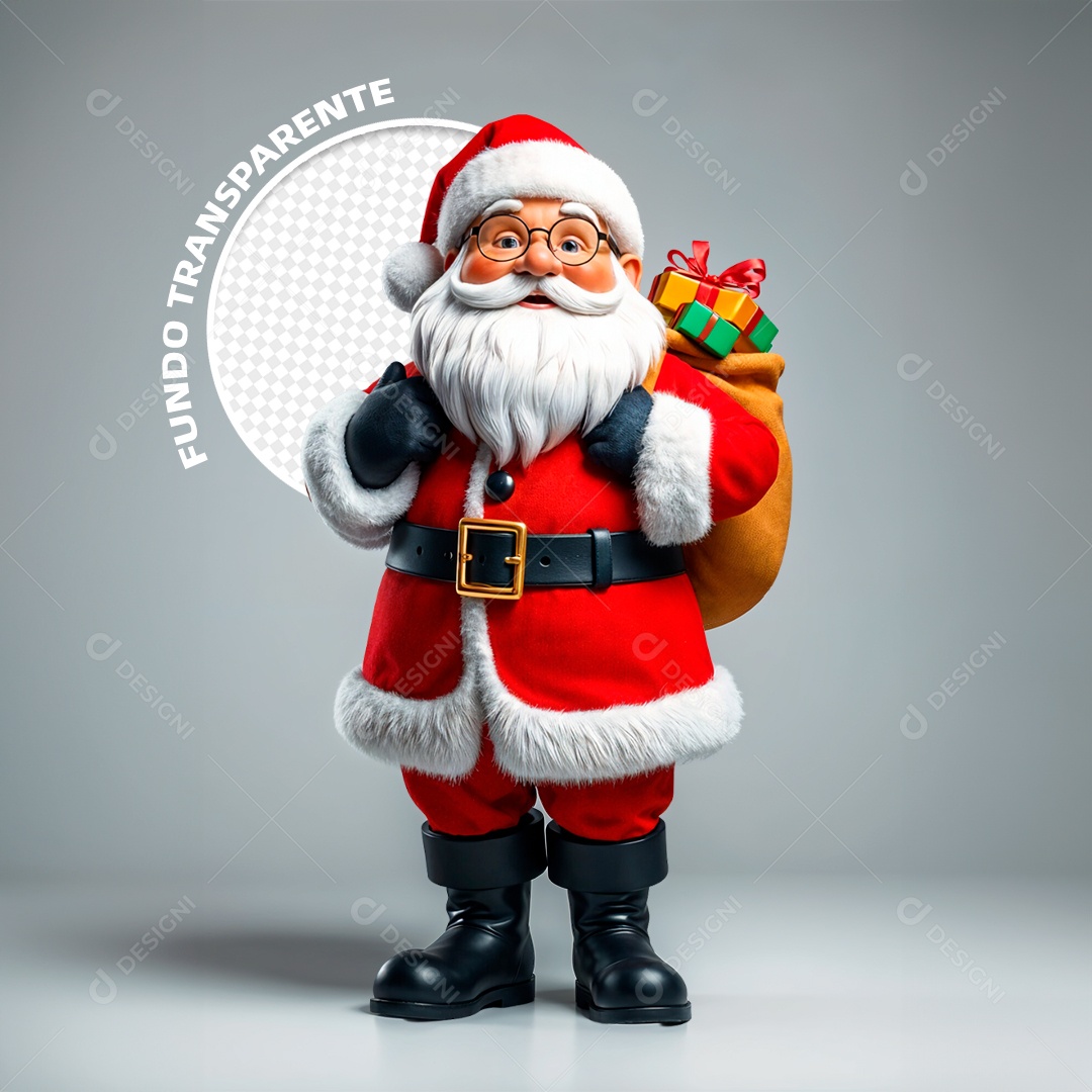 Personagem 3D Papai Noel para Composição PSD