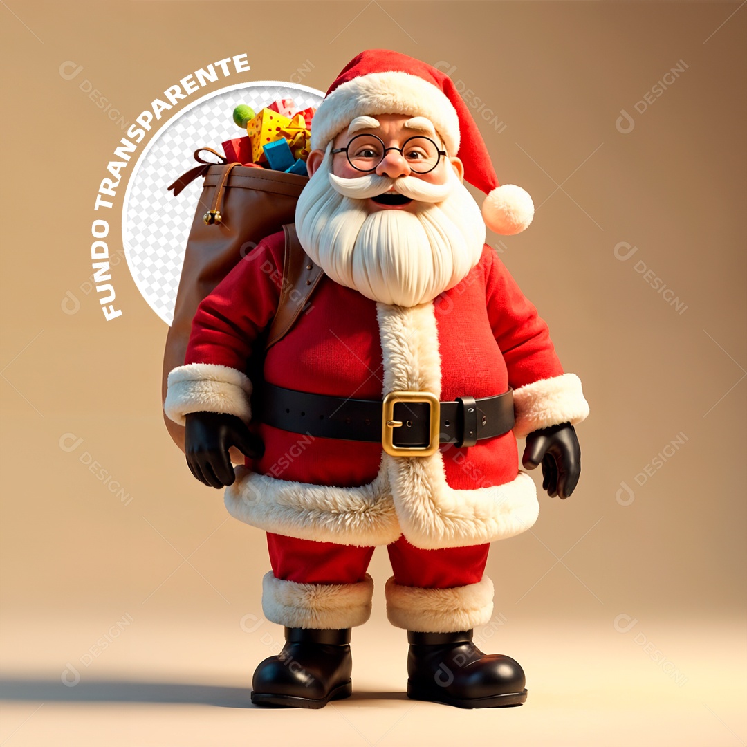 Personagem 3D Papai Noel para Composição PSD