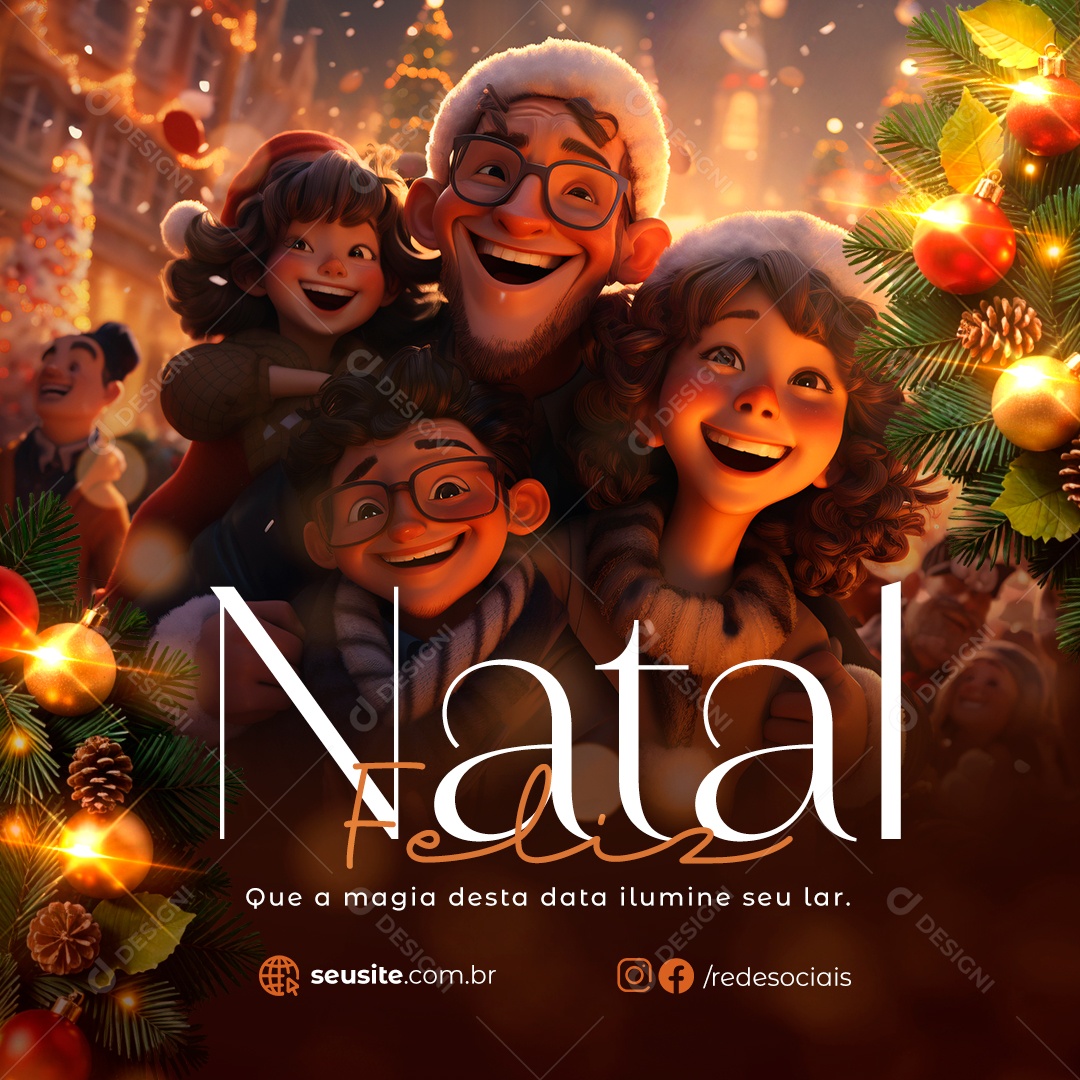 Feliz Natal 25 de Dezembro Social Media PSD Editável