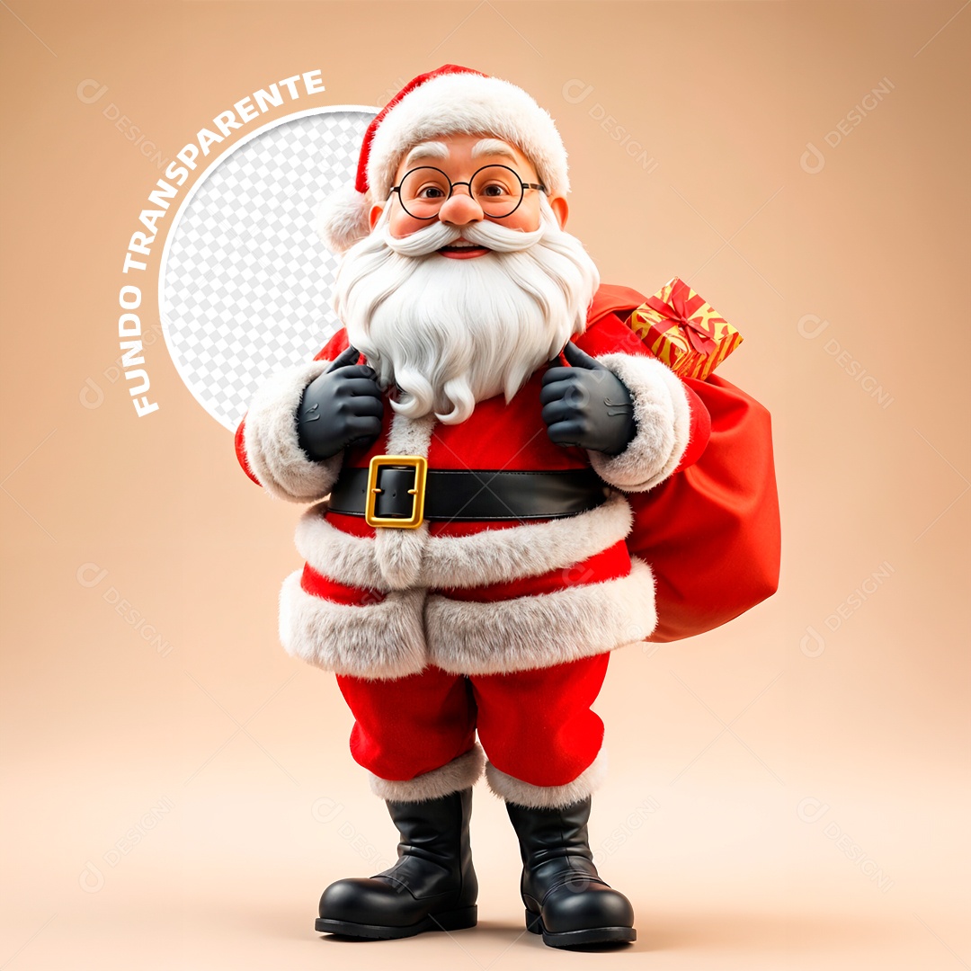 Personagem 3D Papai Noel  para Composição PSD