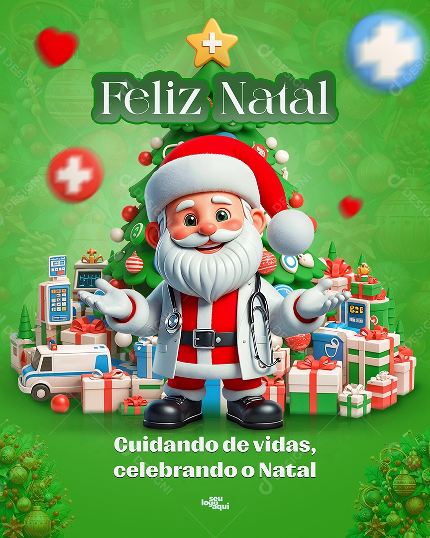 Feliz Natal 25 de Dezembro Médico Social Media PSD Editável