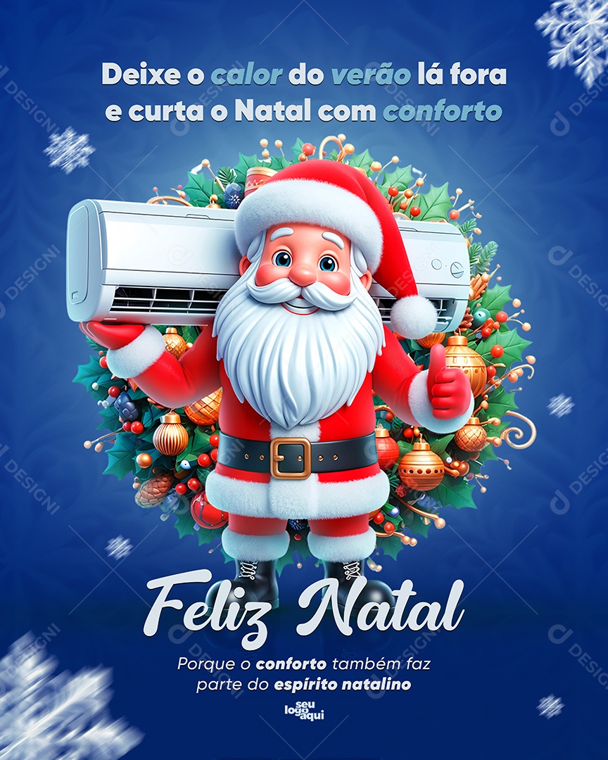 Feliz Natal 25 de Dezembro Ar Condicionado Social Media PSD Editável