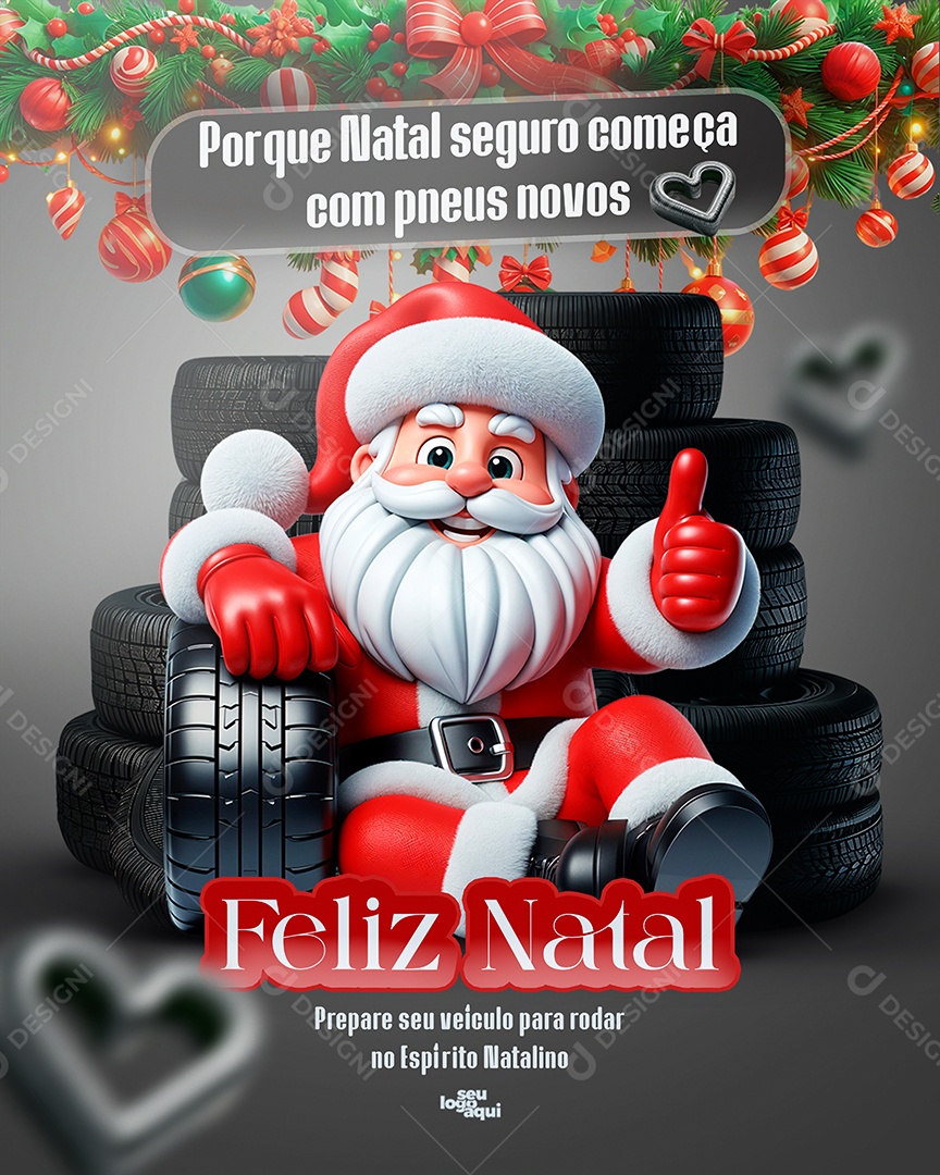 Feliz Natal 25 de Dezembro Loja De Pneus Social Media PSD Editável