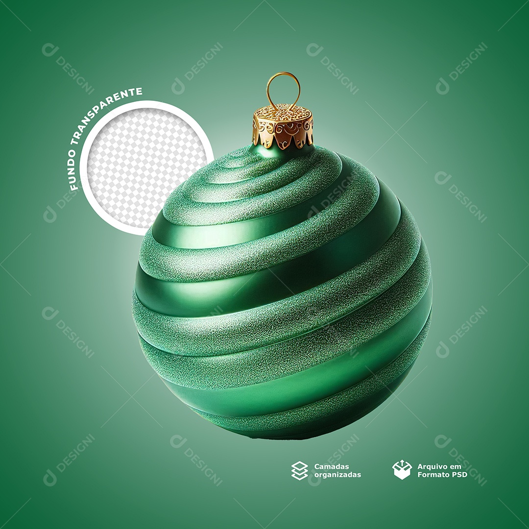 Elemento 3D Enfeite de Natal Para Composição PSD