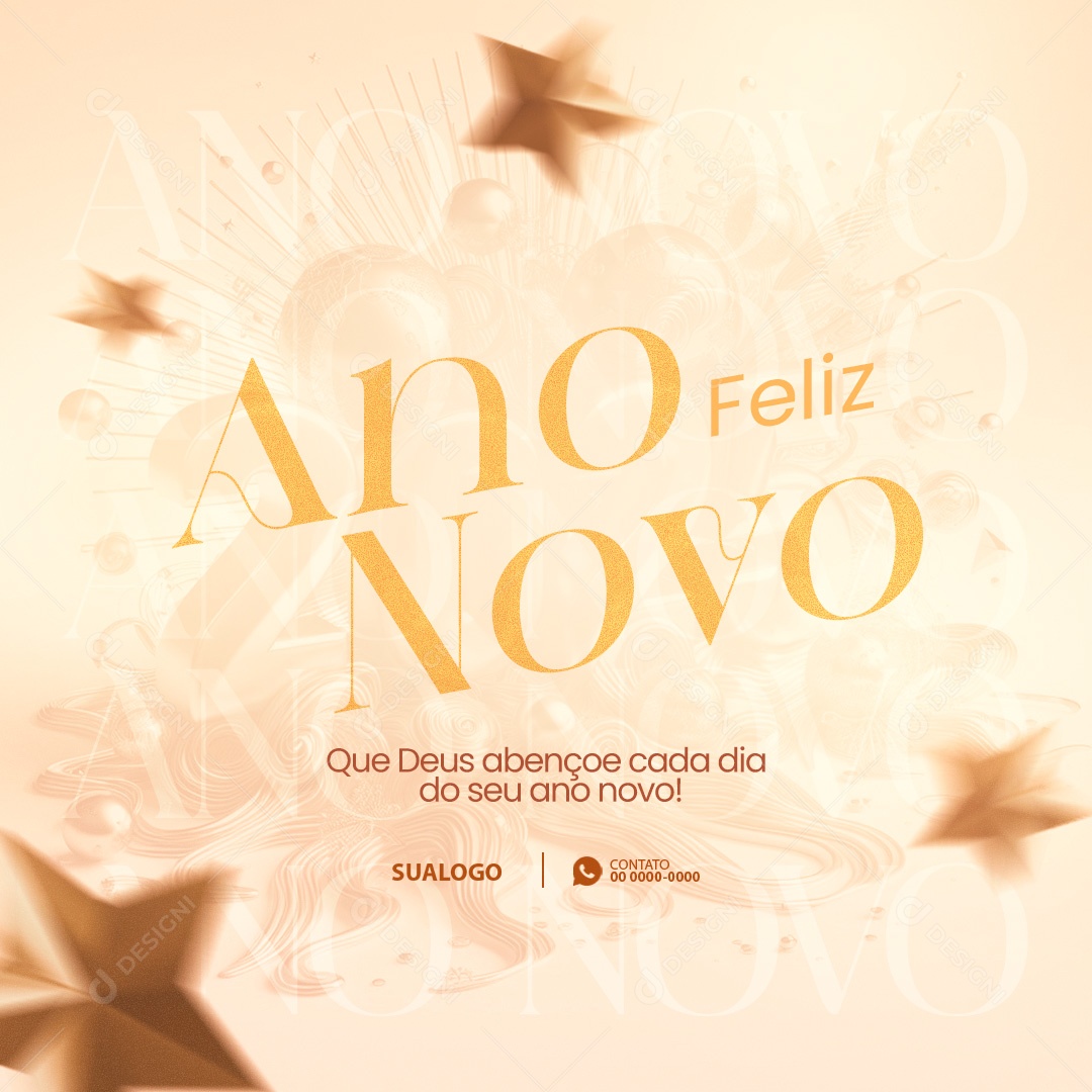 Feliz Ano Novo 2025 Novo Ano Novas Metas Social Media PSD Editável