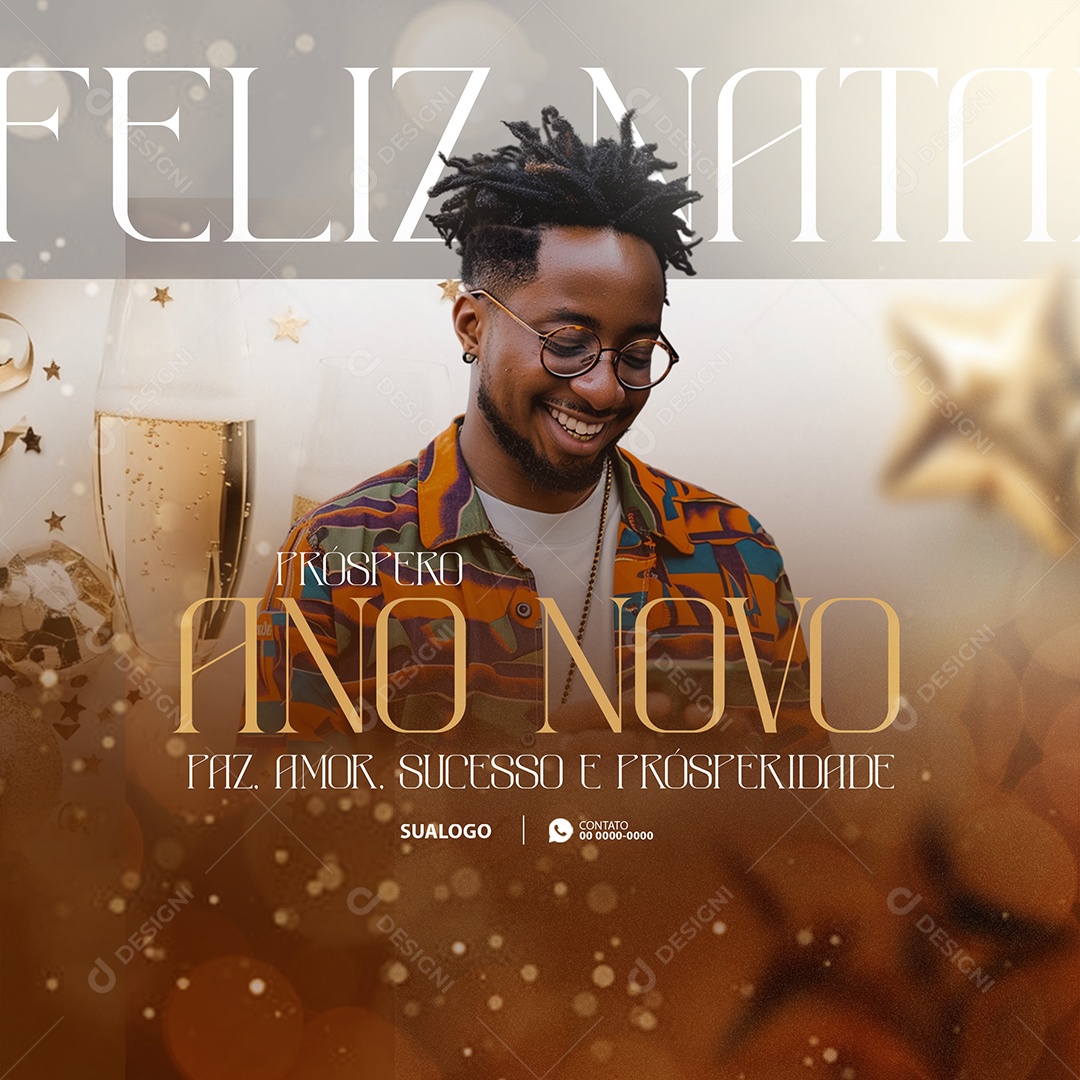 Feliz Ano Novo 2025 Novo Ano Novas Metas Social Media PSD Editável