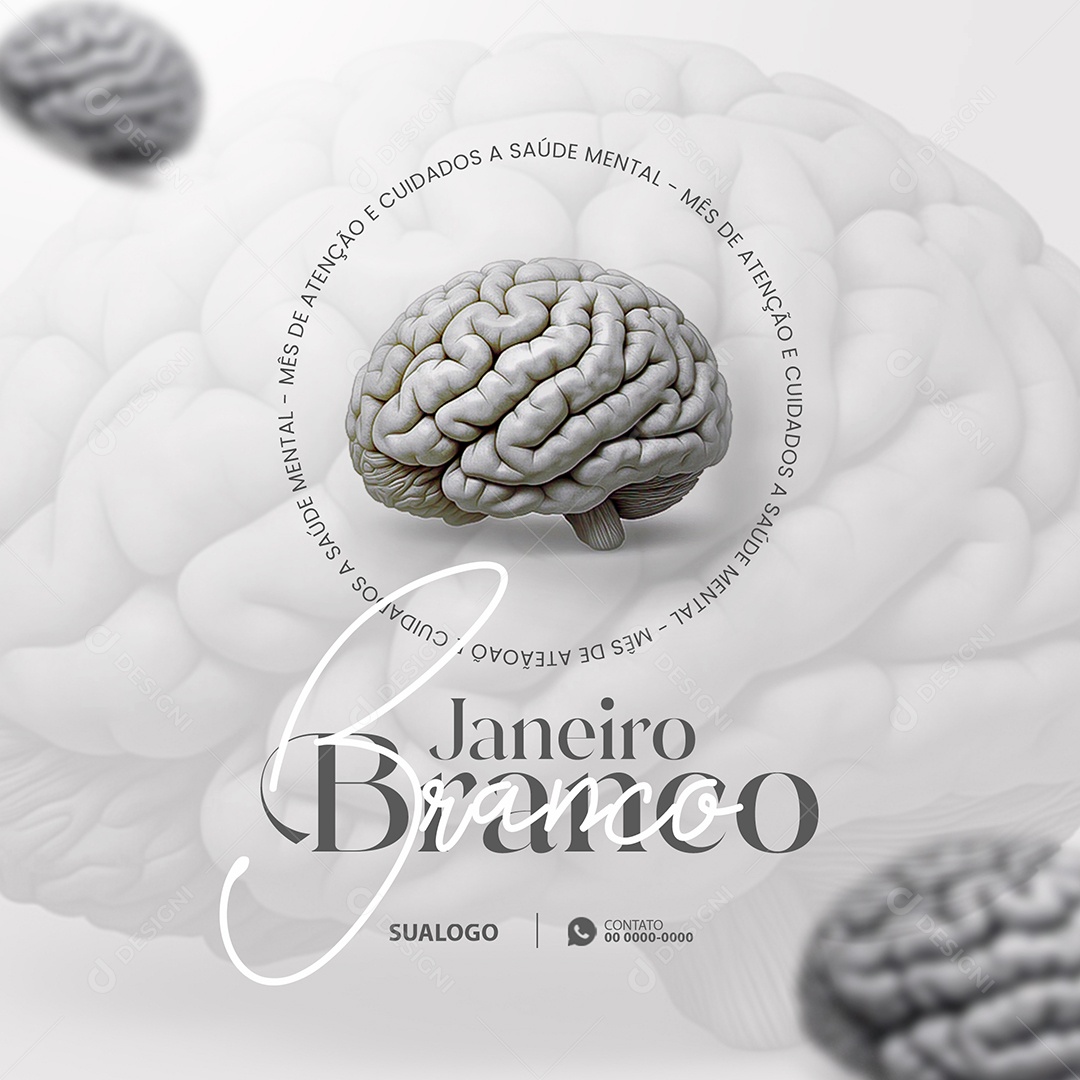 Janeiro Branco Mês de Conscientização da Saúde Mental Emocional Social Media PSD Editável