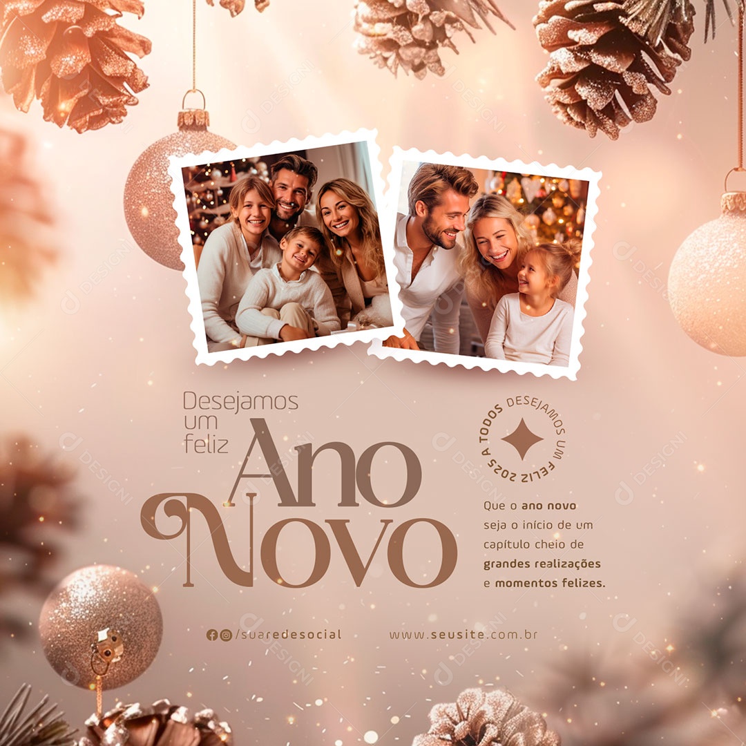Feliz Ano Novo 2025 Desejamos um Feliz Ano Novo Social Media PSD Editável